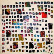 "Ausblicke", Holzlatten, Draht, Kleister, Papier, Acryl, 65 x 65 cm