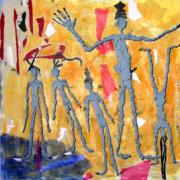 "Ohne Titel", Holzlatten, Draht, Kleister, Papier, Acryl, 100 x 100cm