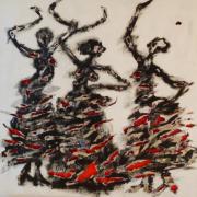 "Yasmin", Holzlatten, Draht, Kleister, Papier, Acryl, 100 x 100cm