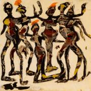 "Ohne Titel", Holzlatten, Draht, Kleister, Papier, Acryl, 35 x 35cm