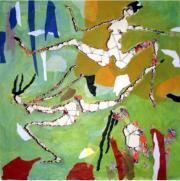 "Fieber", Holzlatten, Draht, Kleister, Papier, Acryl, 100 x 100cm