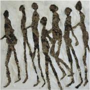 "Ohne Titel", Holzlatten, Draht, Kleister, Papier, Karton, Acryl, 100 x 100cm