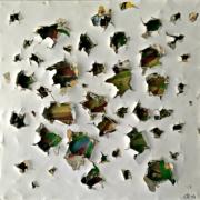 "Eruptionen 2", 65 x 65cm, Draht, Kleister, Papier, Acryl